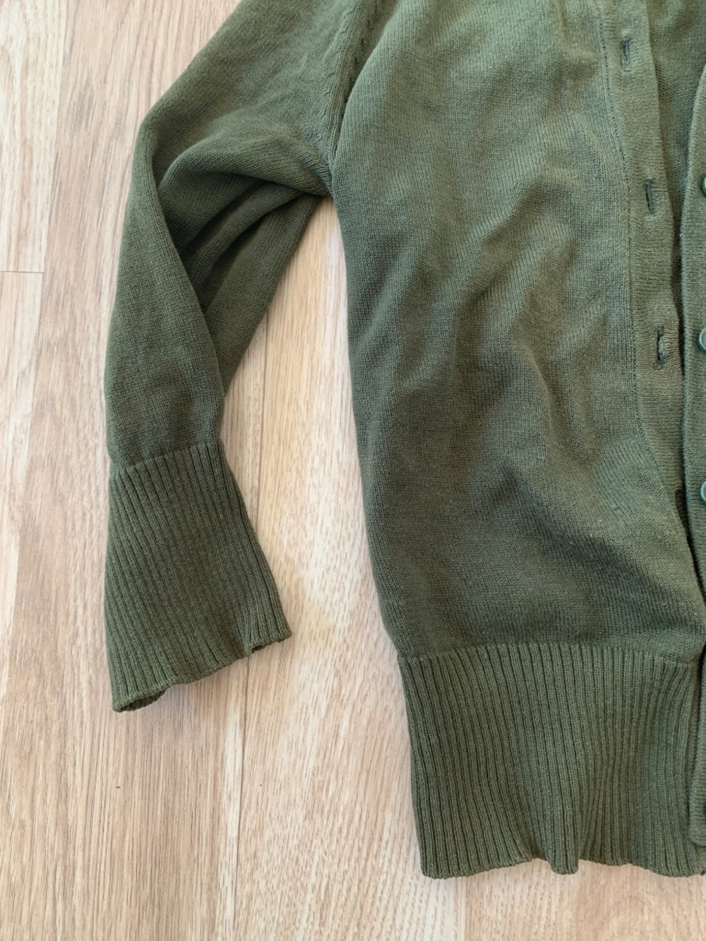 Green Cardigan 100% cotton 3/4 sleeve - Picture 10 of 11